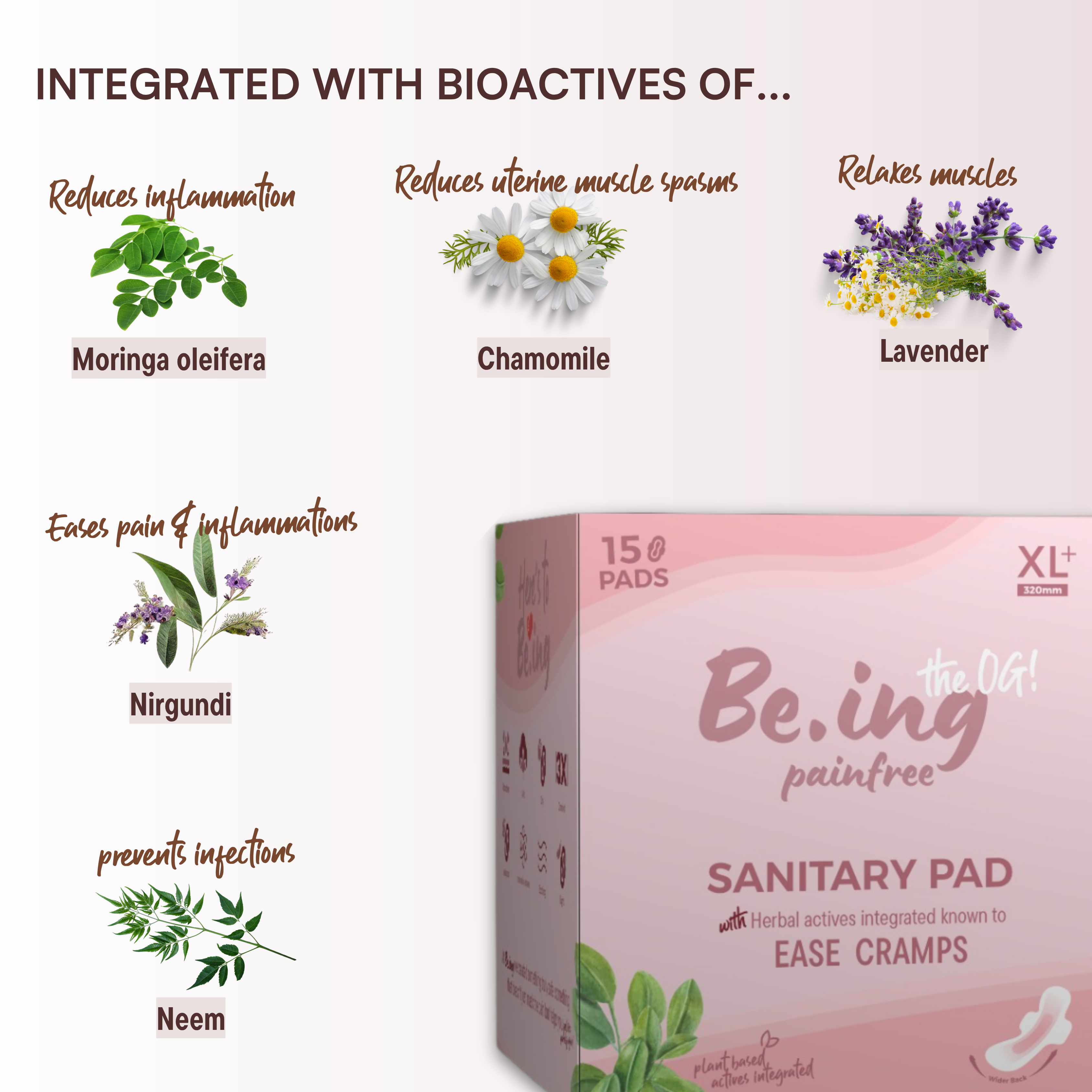 Sanitary pads - With Cramp Relief Technology